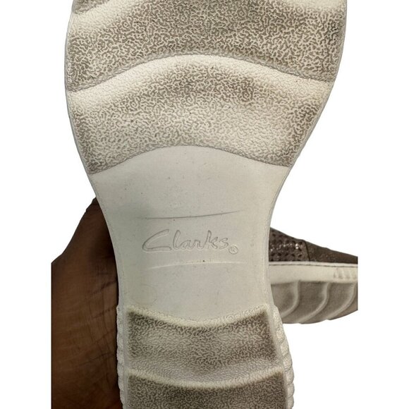Clarks Collection Lace-Up Sneakers Perforated Metallic Brown Bronze Leather 8 - Picture 15 of 16